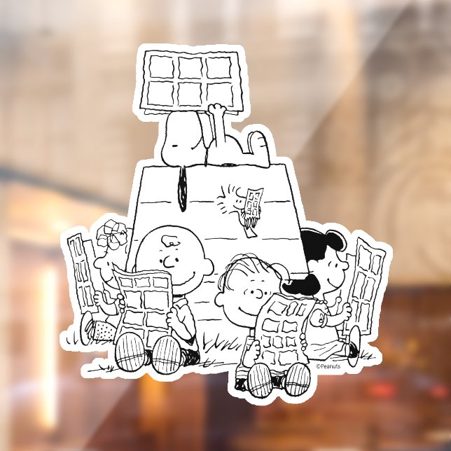 Autocollant Pour Fenêtre Peanuts Gang Lecture Comics (Feuille 2)