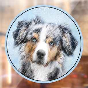 Autocollant Pour Fenêtre Peinture de berger américaine miniature - Chien Ar