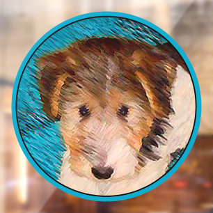 Autocollant Pour Fenêtre Peinture de chiot Wire Fox Terrier - Art original
