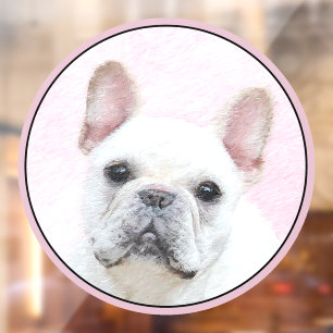 Autocollant Pour Fenêtre Peinture française de Bulldog (Crème/Blanc) - Art 