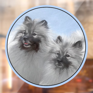 Autocollant Pour Fenêtre Peinture originale d'un couple de Keeshond - Art a