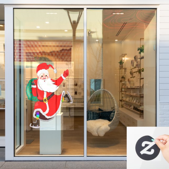 Autocollant Pour Fenêtre Père Noël avec cadeaux Clouage de fenêtre de Noël (Vitrine du magasin)