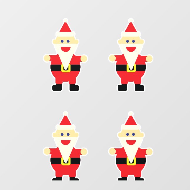 Autocollant Pour Fenêtre Père Noël Cartoon Fun Joli Noël (Feuille)