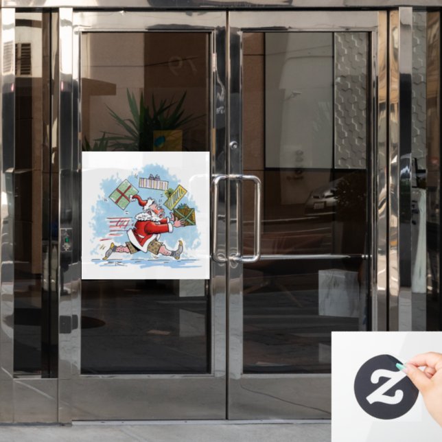Autocollant Pour Fenêtre Père Noël Clôture blanche non préparée (Porte de bureau)