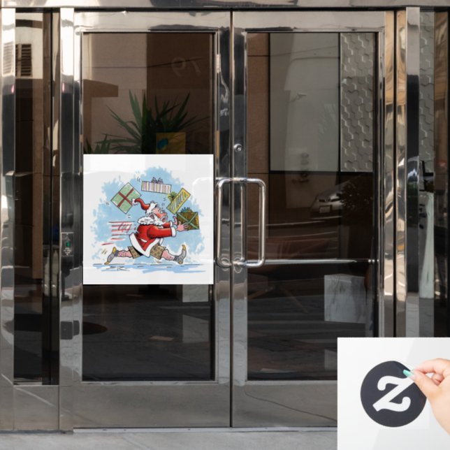 Autocollant Pour Fenêtre Père Noël Clôture blanche non préparée (Porte de bureau)