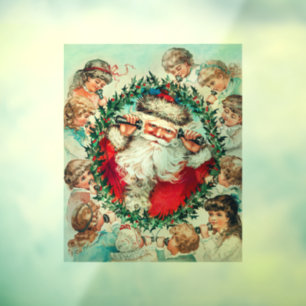 Autocollant Pour Fenêtre Père Noël et enfants Joyeux Noël