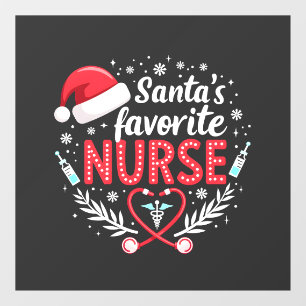 Autocollant Pour Fenêtre Père Noël Infirmière préférée Noël Infirmière