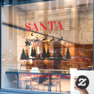 Autocollant Pour Fenêtre père Noël s'arrêter ici personnalisé Noël mod