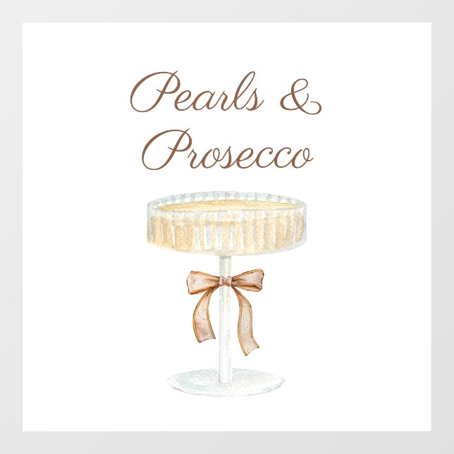 Autocollant Pour Fenêtre Perles et Prosecco fête de mariage amour  (Feuille)