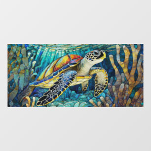 Autocollant Pour Fenêtre Personnalisé V2 Tortue de mer tropicale Art en ver