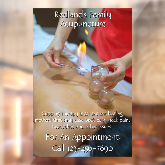 Autocollant Pour Fenêtre Personnaliser Acupuncture Cupping Therapy Business (Feuille 2)