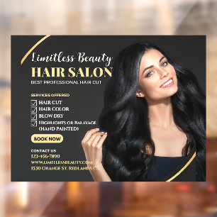 Autocollant Pour Fenêtre Personnaliser Beauté Salon de coiffure Brunette Mo