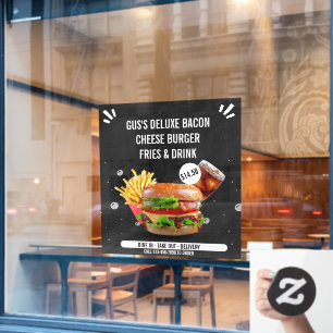 Autocollant Pour Fenêtre Personnaliser Burger Deluxe Frites Boisson Restaur