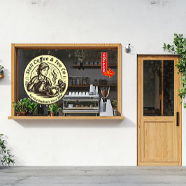 Autocollant Pour Fenêtre Personnaliser Café Shop Femme Barista Générique
