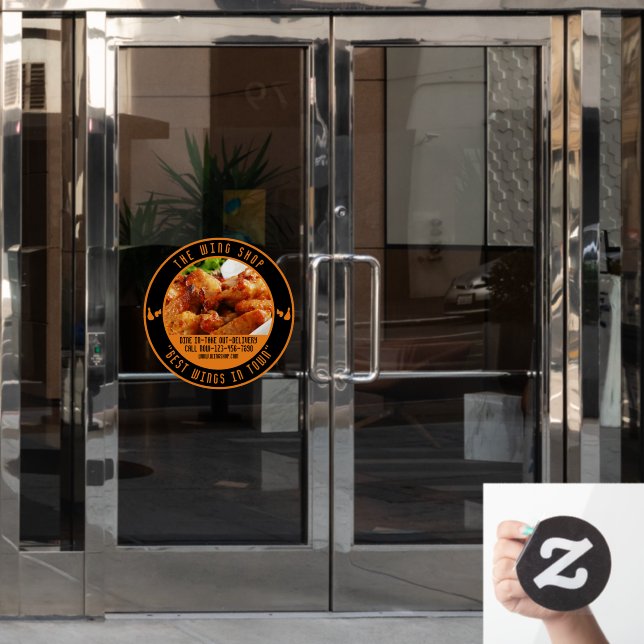 Autocollant Pour Fenêtre Personnaliser Chicken Wing Restaurant Large Front  (Porte de bureau)