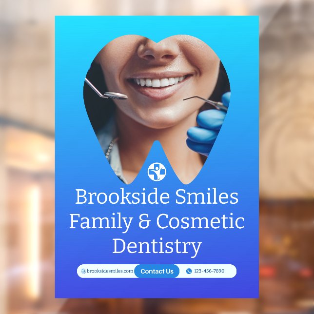 Autocollant Pour Fenêtre Personnaliser Clinique Dentiste Patient Dent Smile (Feuille 2)