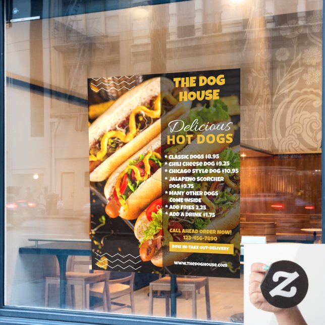 Autocollant Pour Fenêtre Personnaliser Delicious Hotdogs Restaurant Front L (Fenêtre de café)