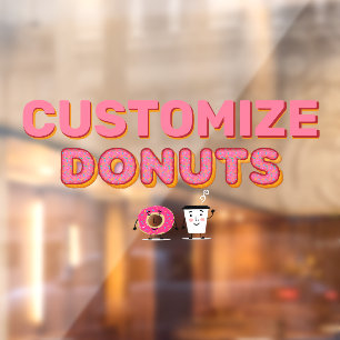 Autocollant Pour Fenêtre Personnaliser Donut Shop Sprinkle Donut et Café
