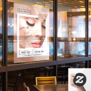 Autocollant Pour Fenêtre Personnaliser Extension de Cils Élégante Rose Esth