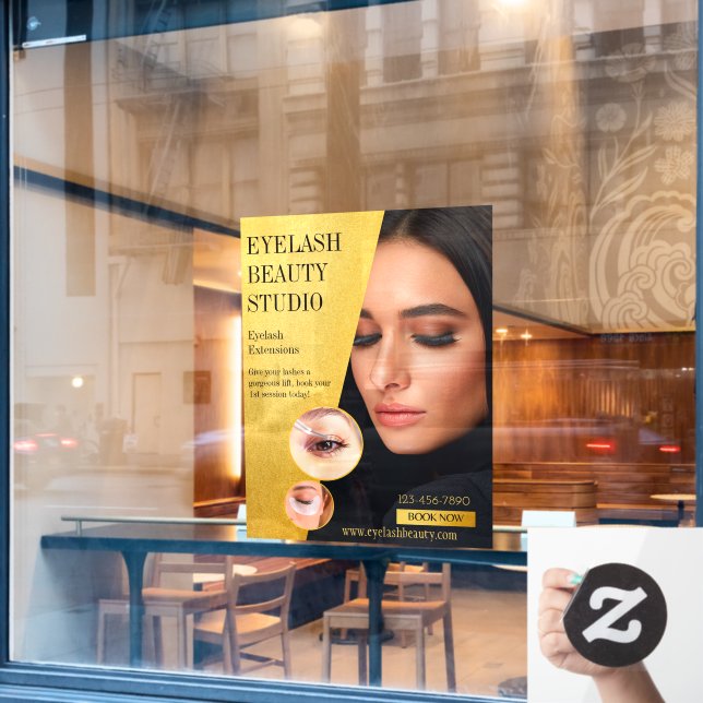 Autocollant Pour Fenêtre Personnaliser Eyelash Extensions Studio Business F (Fenêtre de café)