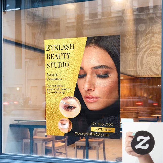 Autocollant Pour Fenêtre Personnaliser Eyelash Extensions Studio Business F (Fenêtre de café)