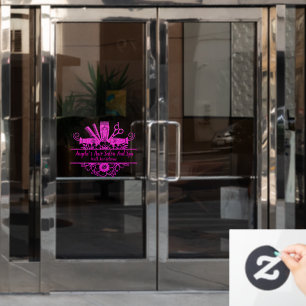 Autocollant Pour Fenêtre Personnaliser Faux Paillettes Roses Salon De Coiff