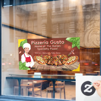 Autocollant Pour Fenêtre Personnaliser Femme Chef Pizza Restaurant Promotio