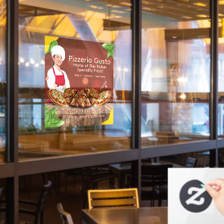 Autocollant Pour Fenêtre Personnaliser Femme Chef Pizza Restaurant Promotio