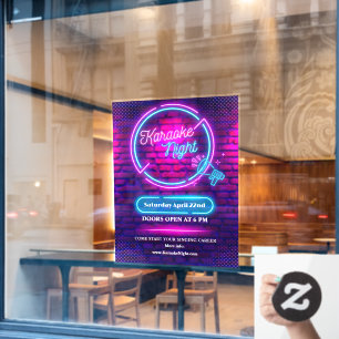 Autocollant Pour Fenêtre Personnaliser Grande Nuit de Karaoke Neon