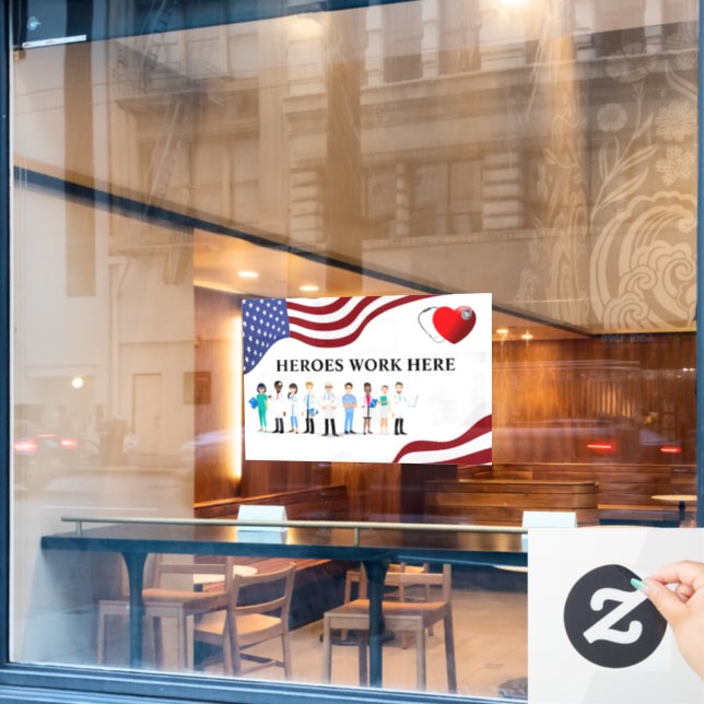 Autocollant Pour Fenêtre Personnaliser Hôpital Héros Travailler ici Icon Pe (Fenêtre de café)