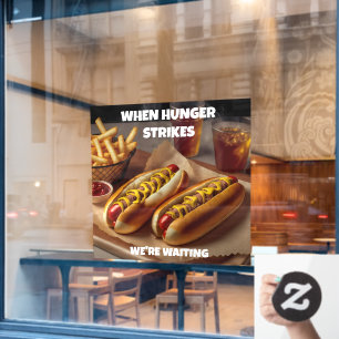 Autocollant Pour Fenêtre Personnaliser Hotdogs Fries Boire Restaurant Adver