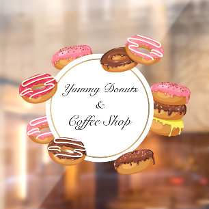 Autocollant Pour Fenêtre Personnaliser Magasin de Beignets Café Boulangerie