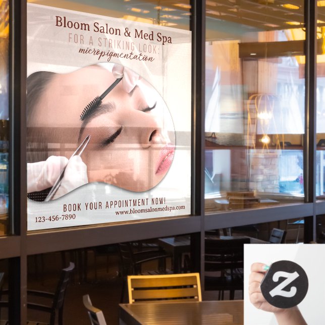 Autocollant Pour Fenêtre Personnaliser Maquillage de Micropigmentation de M (Fenêtre du restaurant)