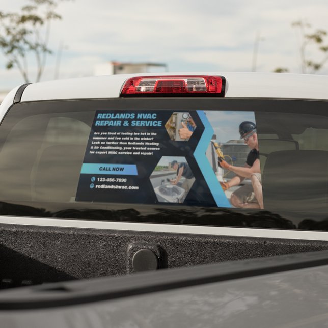 Autocollant Pour Fenêtre Personnaliser Moderne HVAC Réparation Service Entr (Zazzle Customize Modern HVAC Repair Service Company Image Window Cling (Front) Scale it to fit.)