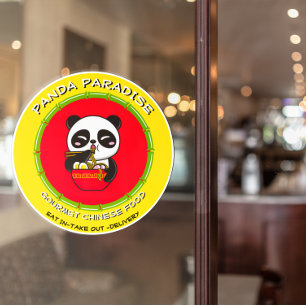 Autocollant Pour Fenêtre Personnaliser Nouilles d'Ours Panda Restaurant Chi