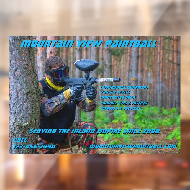 Autocollant Pour Fenêtre Personnaliser Paintball Shop Gear Avant (Feuille 2)
