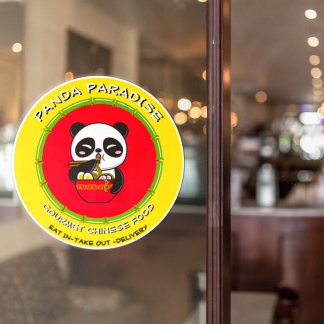 Autocollant Pour Fenêtre Personnaliser Panda Bear Noodles Restaurant chinoi (Créateur téléchargé)