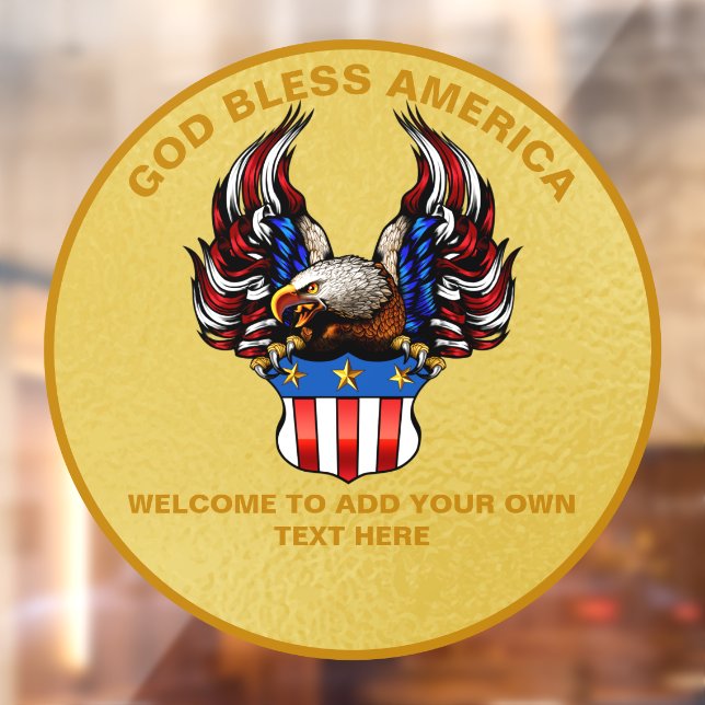 Autocollant Pour Fenêtre Personnaliser Patriotic Eagle USA Drapeau or (Feuille 2)