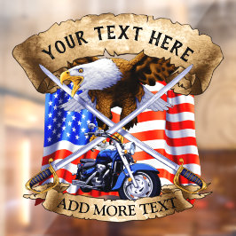 Autocollant Pour Fenêtre Personnaliser Patriotic Motorcycle Biker USA Eagle