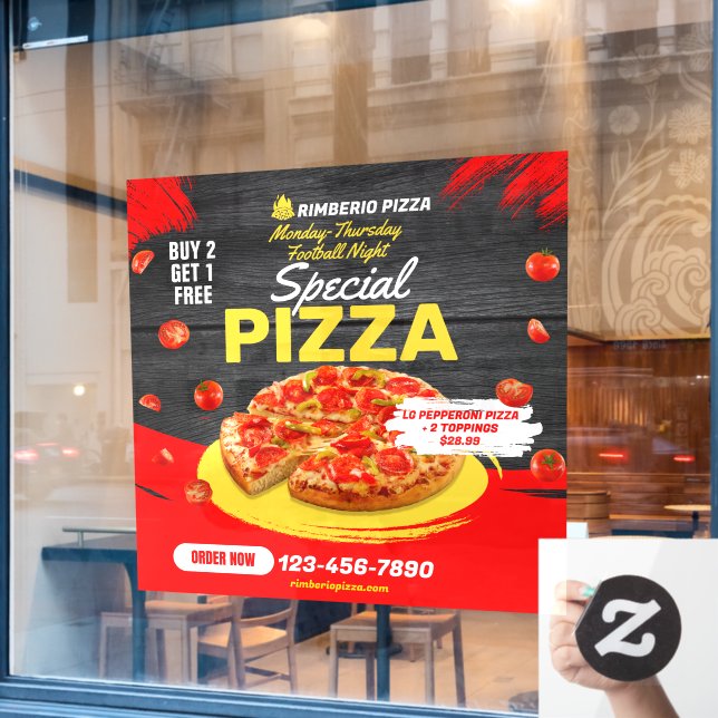 Autocollant Pour Fenêtre Personnaliser Pizza Football Nuit Pepperoni Offre (Fenêtre de café)