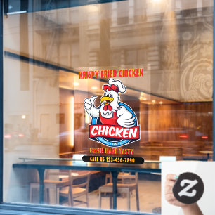 Autocollant Pour Fenêtre Personnaliser Poulet Croustillant Frites 2 Avant G