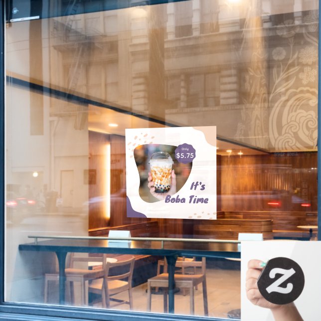 Autocollant Pour Fenêtre Personnaliser Prix Boba Milk Bubble Tea (Fenêtre de café)