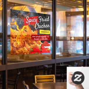 Autocollant Pour Fenêtre Personnaliser Restaurant de Poulet Frit Épicé Roug