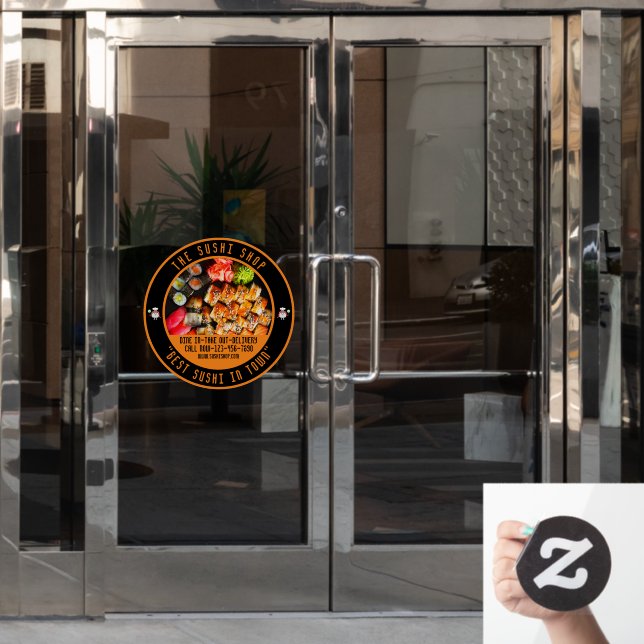 Autocollant Pour Fenêtre Personnaliser Restaurant Sushi Grand Avant (Porte de bureau)