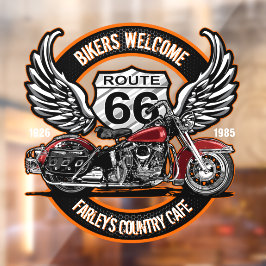 Autocollant Pour Fenêtre Personnaliser Route 66 Café Garage Gare Station Bi