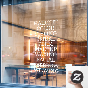 Autocollant Pour Fenêtre Personnaliser Salon de coiffure Spa Liste des serv