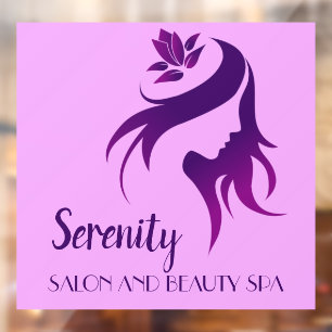 Autocollant Pour Fenêtre Personnaliser Salon Spa Lotus Flower Silhouette Sh