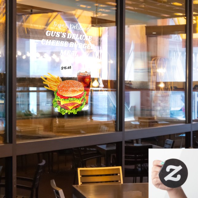 Autocollant Pour Fenêtre Personnaliser Super Delicious Burger Repas Prix su (Fenêtre du restaurant)