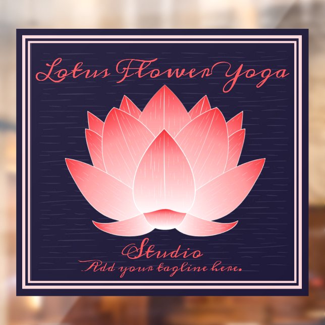 Autocollant Pour Fenêtre Personnaliser Yoga Studio Fleur Lotus Rose (Feuille 2)