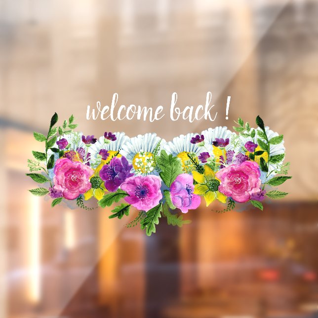Autocollant Pour Fenêtre Personnalisez Bienvenue ! Joli magasin floral (Feuille 2)
